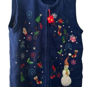 Ugly Christmas Zipper Sweater Vest Size Medium Kim Roger’s